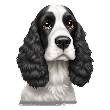 black and white cocker spaniel with nose spots sticker