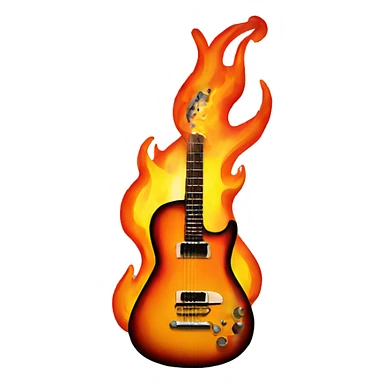 Guitar in fire  sticker