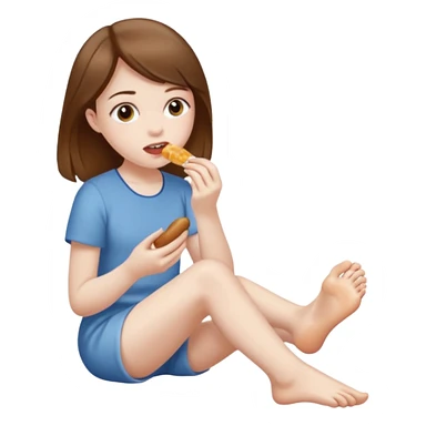 very pale girl with brown hair eating her own foot  sticker
