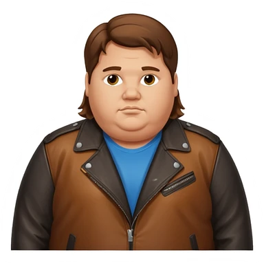 Long hair obese men in leather jacket sticker