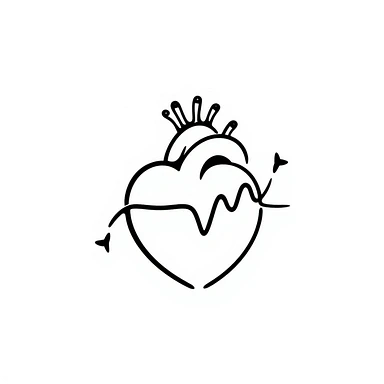 heart beat, black doodle style sticker