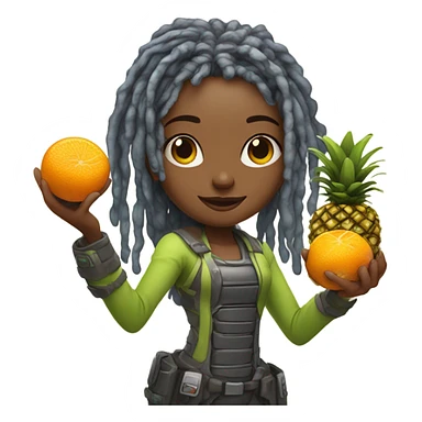 Cyborg lady with locs juice fruit sticker