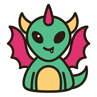 kid dragon mixed with demon and alien features sticker