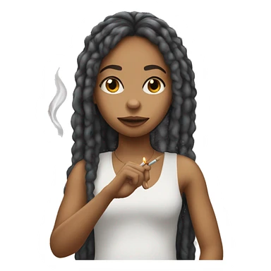 light skin black girl with hair like zoe kravitz holding a lit cigarette between index and middle fingers  sticker