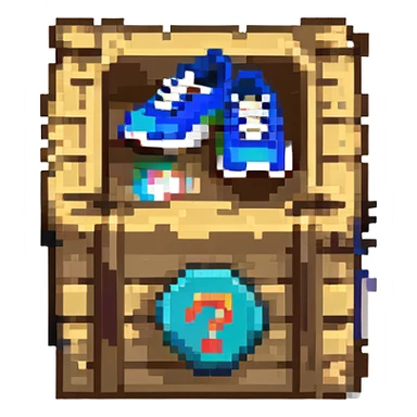 dark 2d power up crate with a running shoe symbol for speed boost sticker