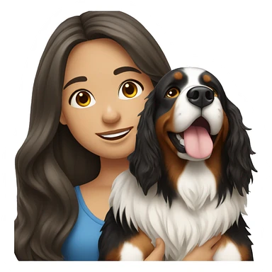 white Brunette long haired girl with bernese mountain dog sticker
