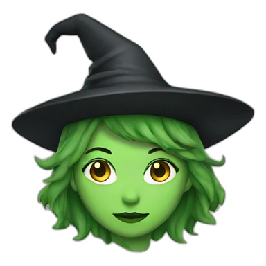 female witch green skin plain white background sticker