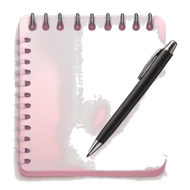 Pale pink notepad with pen sticker