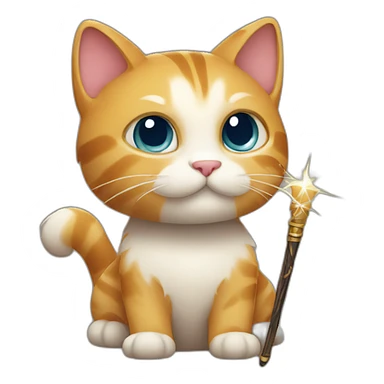 a cat with a wand sticker