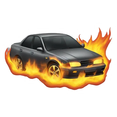 Car on fire sticker