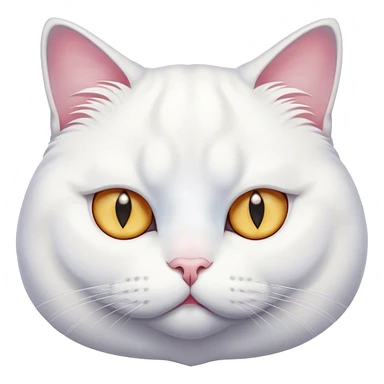 A fat and all white cat with different eye color. sticker