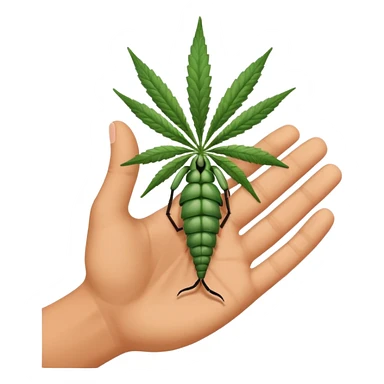 Hand emoji holding cannabis bugs sticker