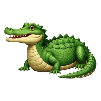 Crocodile  laying down with tail over its back with its mouth alittle open looking to the right sticker