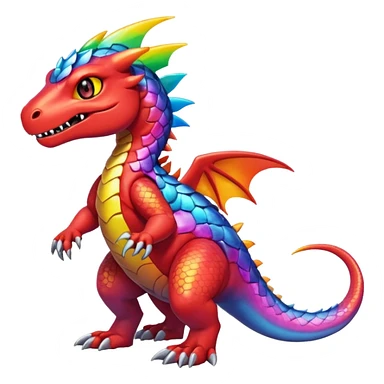 Cute Shiny rainbow iridescent Guilmon-Salandit-Fakémon-hybrid-creature (full body)  sticker