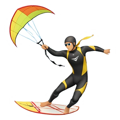 A kite surfer soaring above the waves, holding onto a kite with the wind in full force. The background showcases the ocean and sky, emphasizing the freedom, thrill, and energy of the sport. The motion of the kite and board is dynamic, capturing the excitement of kiting. sticker