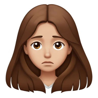 long brown hair Sad face sticker