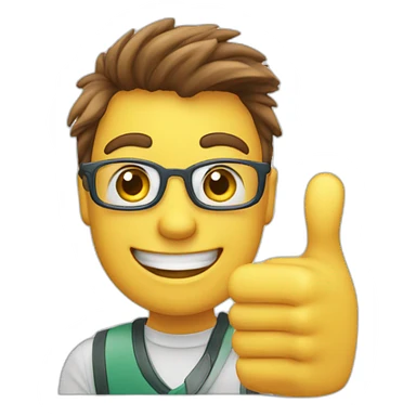 a cheerful student giving a thumbs up to an progress chart sticker