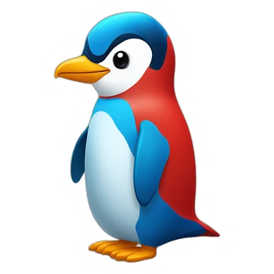 Blue penguin in a red shirt sticker