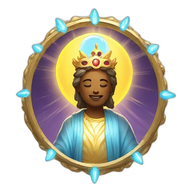 Emote of a divine figure with a radiant halo sticker