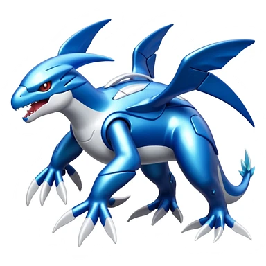 Shiny futuristic Cyber-Kyurem-Kyogre-Latios-Lugia-Fakémon-hybrid-creature (full body)  sticker