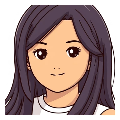 Black long straight hair olive skin brown eyes sticker