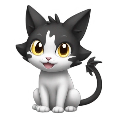 Sitting-Black-and-White-cat-dragon-type-pokemon sticker
