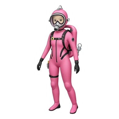 woman diver full body with pink diver suit, diver mask and oxygen tank
 sticker