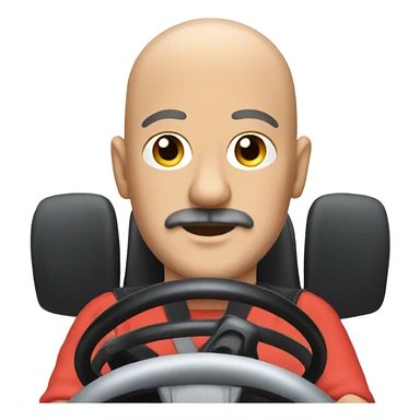 Bald man with mustache driving a gokart  sticker