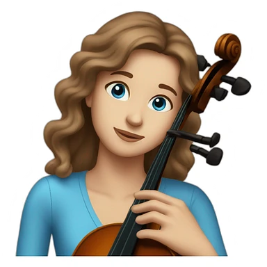 Cellist with long brown hair and blue eyes sticker