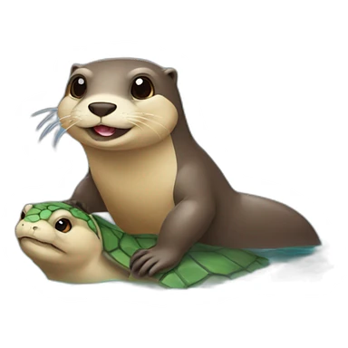 Une loutre qui est sur une tortue sticker