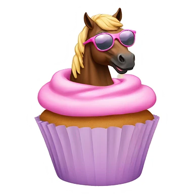 Cupcake riding a horse wearing pink sunglasses sticker