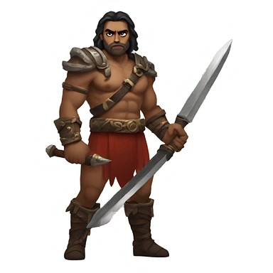 diablo 4 male barbarian using two handed sword sticker