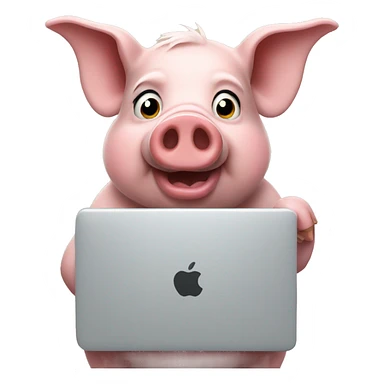 Pig holding a macbook sticker