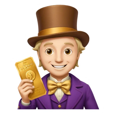 Wonka con un golden ticket sticker