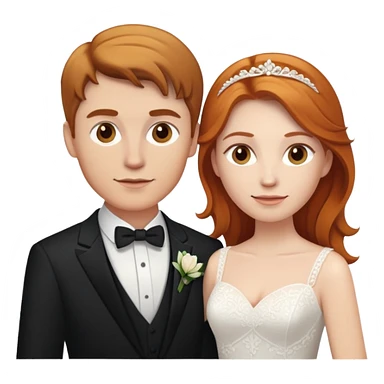 wedding couple with white man with brown hair and white woman with light ginger hair sticker