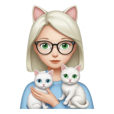 Deci .. fetița sa aibă ochii grii spre albastru ,pisica alba ochii verși ,iar a doua pisica ochii albaștrii fata ochelari  sticker