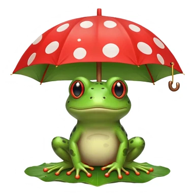 A frog using a mushroom as an umbrella sticker