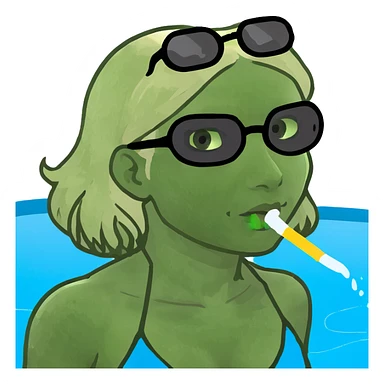 beautiful blonde girl swim in pool sticker