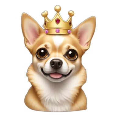 a chihuahua with a crown sticker