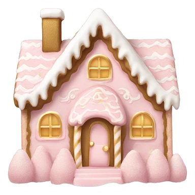 light pink and gold and white gingerbread house sticker