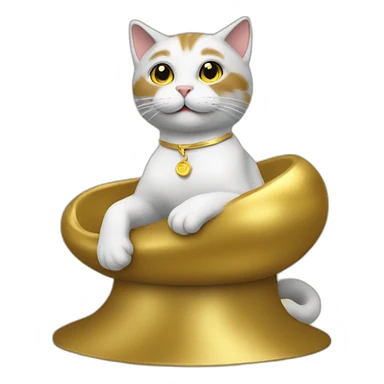 cat secretary sitting on top of the gold cloud sticker