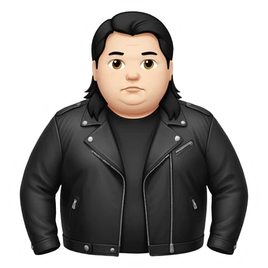 Long hair fat men in leather jacket sticker