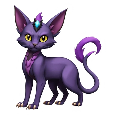 Black edgy Noivern-Noibat-Purloin-Sphynx-Lykoi-Caracal-cat-Fakemon-fusion-hybrid-creature sticker