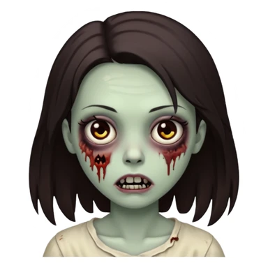 Black eyes, deep brown hair zombie girl sticker