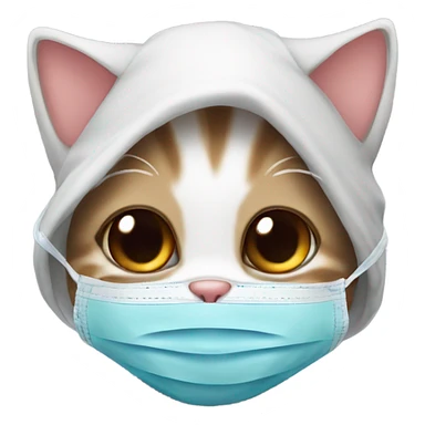 baby cat with covid mask sticker