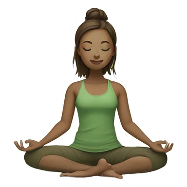 girl with white skin and brown hair doing yoga in green tones  sticker