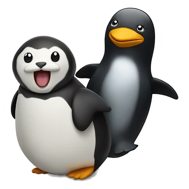 cat riding a penguin  sticker