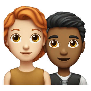 "A red-haired, fair-skinned girl and a black-haired, fair-skinned boy." sticker