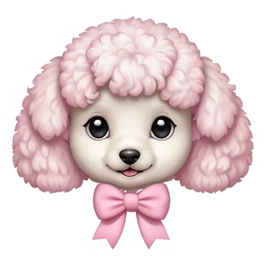 white poodle puppy with pastel pink bow  sticker