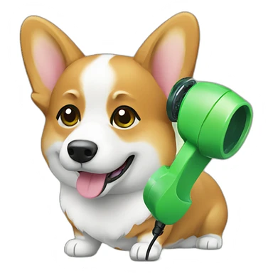 corgi with green phone sticker